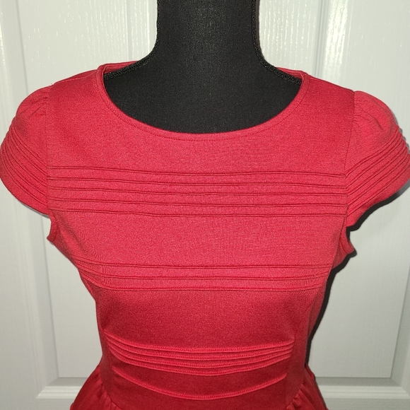 Elle Fitted A-Line Dress w Ribbed Detail - Picture 12 of 14